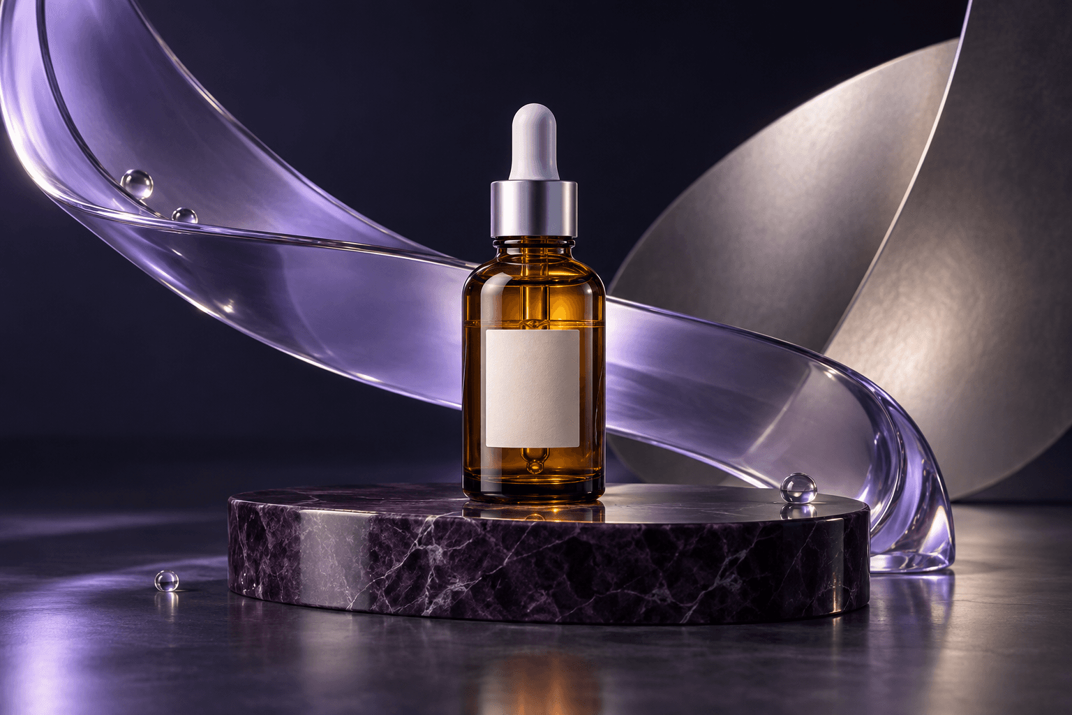 Original concept still: a product lit on a lavender studio set, shot wide like a film frame