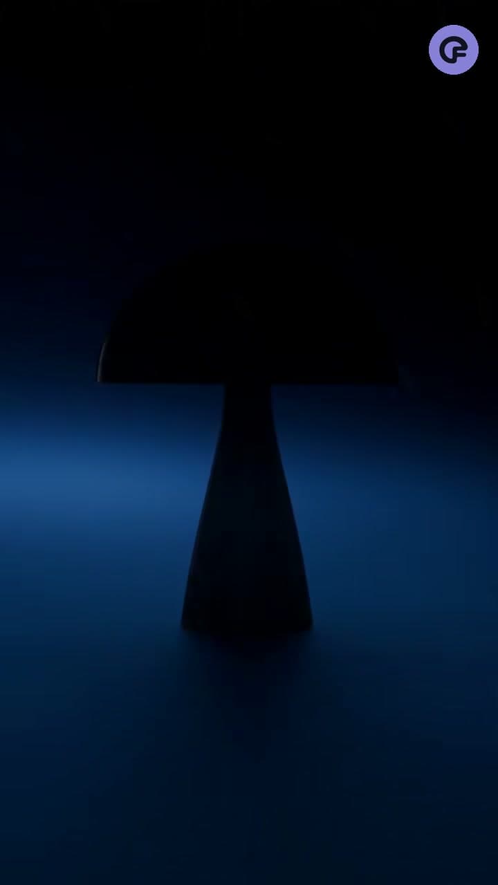Ad for a mushroom lamp on a rainy evening